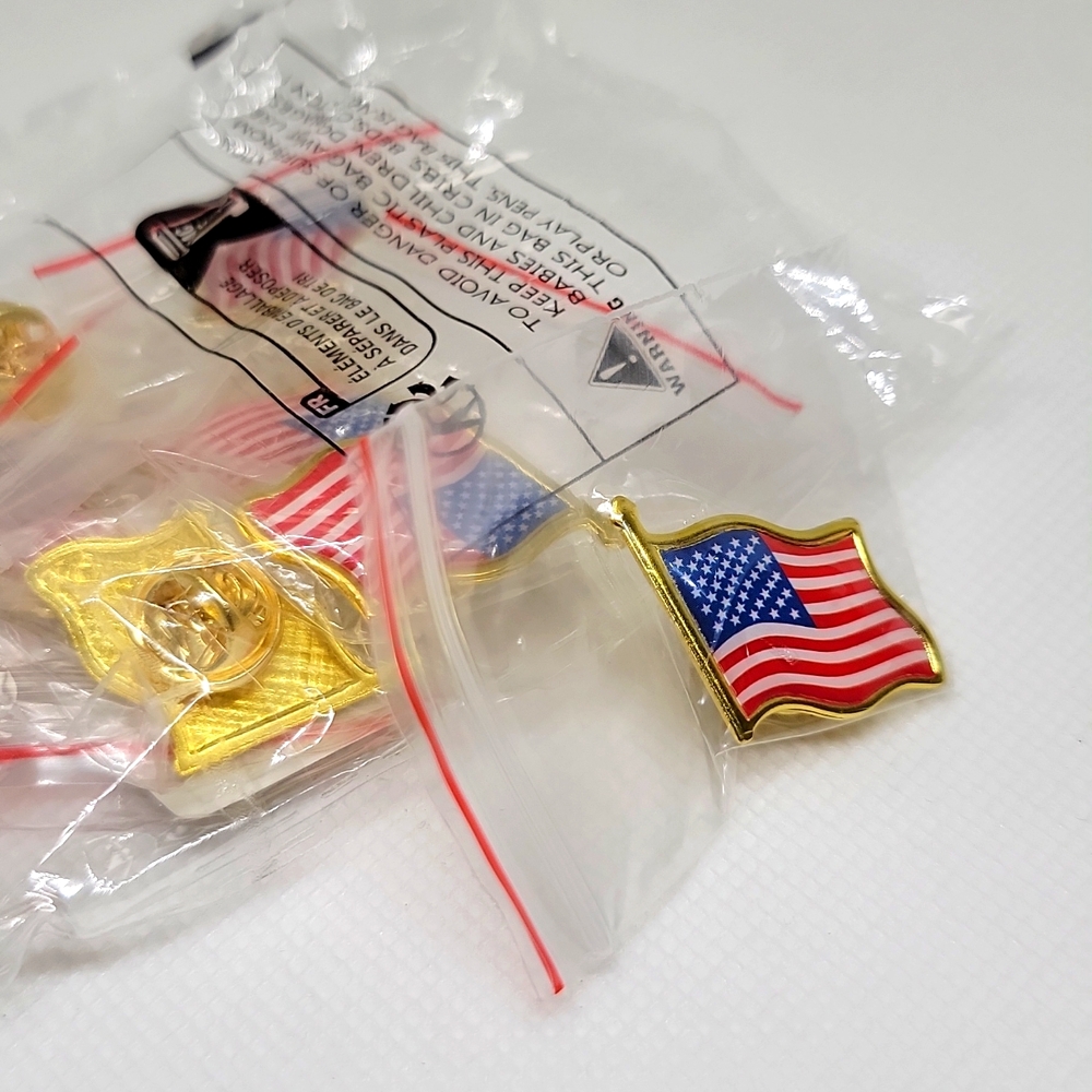 American Flag Lapel Pin Set of 2 Red White Blue Patriotic Pins New - Picture 5 of 10